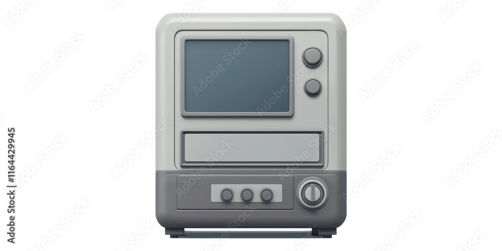 Fototapeta premium Retro computer monitor with control panel isolated on transparent background
