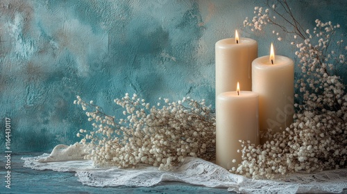 Cozy holiday living room with candles and festive decorations in a vintage se...