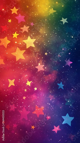 Colorful starry background with vibrant hues creating a magical atmosphere