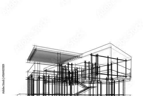 House building sketch architectural 3d rendering