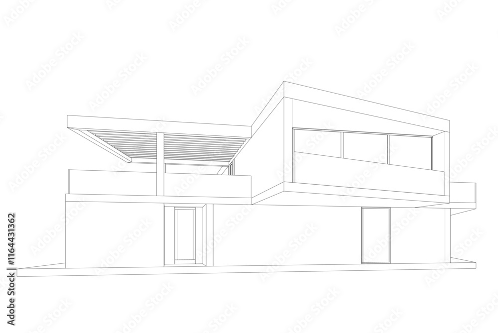 House building sketch architectural 3d rendering House building sketch architectural 3d rendering