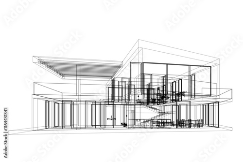 House building sketch architectural 3d rendering