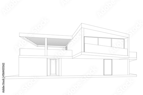 House building sketch architectural 3d rendering