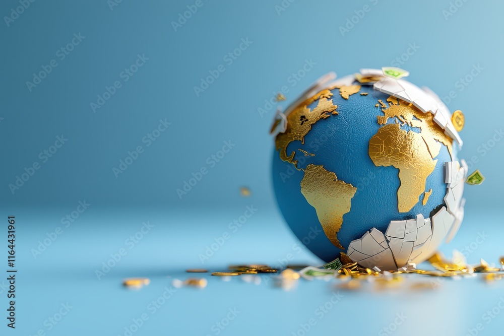 A globe showing environmental changes with layers and greenery emerging from the surface. A globe showing environmental changes with layers and greenery emerging from the surface.