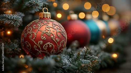 Warm holiday ambiance with a decorated Christmas tree and a cozy fireplace gl...