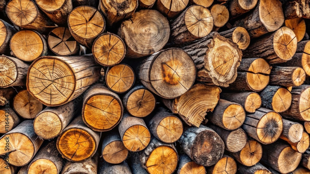 A dense arrangement of neatly stacked tree logs, showcasing the concentric rings and natural textures of the wood A dense arrangement of neatly stacked tree logs, showcasing the concentric rings and natural textures of the wood