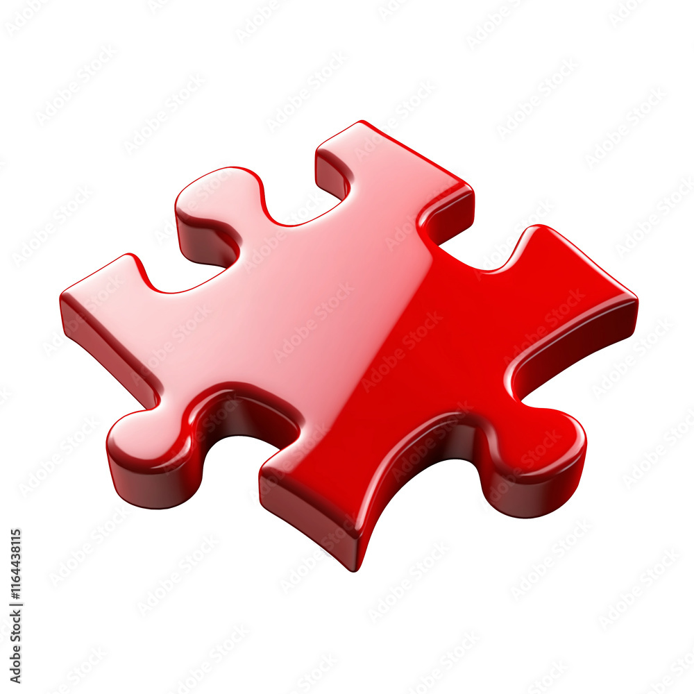 Single red jigsaw puzzle piece representing problem solving Single red jigsaw puzzle piece representing problem solving