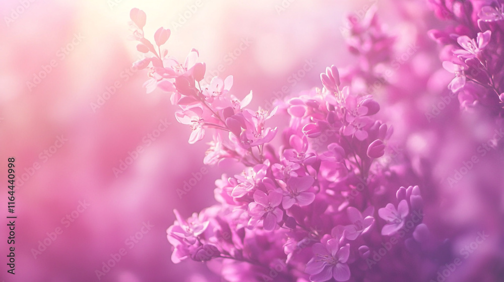 Beautiful blooming pink flowers in a sunny garden setting during springtime Beautiful blooming pink flowers in a sunny garden setting during springtime