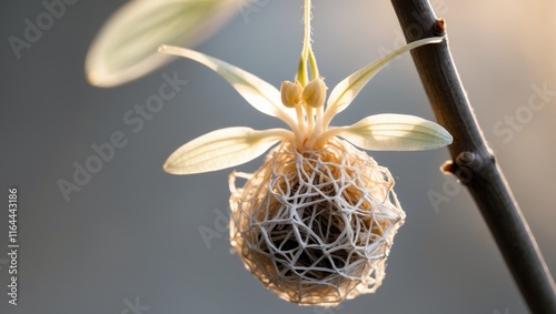 orchid wasp nest a canopy like nest built by orchid wasps using. photo