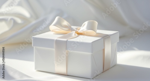 Elegant White Gift Box with Bow for Special Occasions and Celebrations. photo