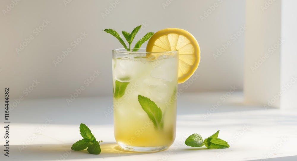 Fototapeta premium Refreshing Summer Iced Tea with Lemon and Mint