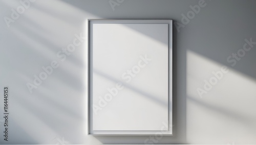 Mock up white paper billboard or poster in a frame on a wall background