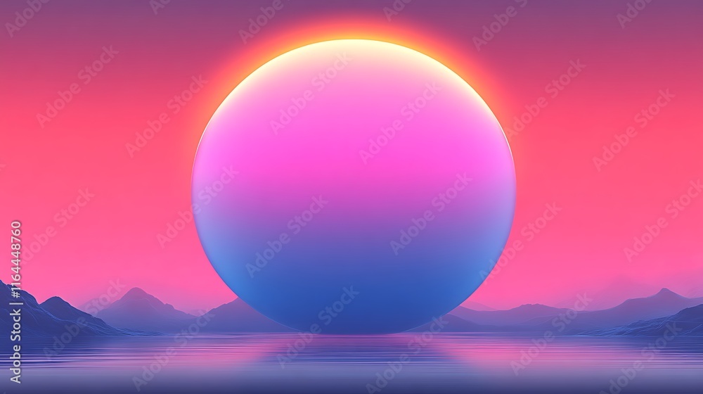 Giant Egg Rests Serene On Calm Pink Sunset Waters Giant Egg Rests Serene On Calm Pink Sunset Waters