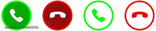 Phone call icon answer, accept and decline call icons with green and red buttons , Contact us telephone sign - communication icons.