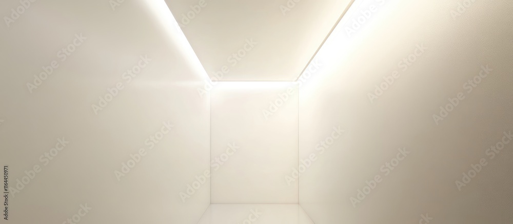 Minimalist interior with bright white walls and soft ambient lighting creating a serene and spacious atmosphere for modern design contexts Minimalist interior with bright white walls and soft ambient lighting creating a serene and spacious atmosphere for modern design contexts