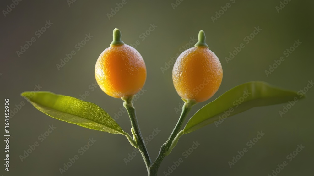 Citrus x sinensis orange tree with emerging oranges and green leaves in a soft focus background showcasing natural beauty and freshness Citrus x sinensis orange tree with emerging oranges and green leaves in a soft focus background showcasing natural beauty and freshness