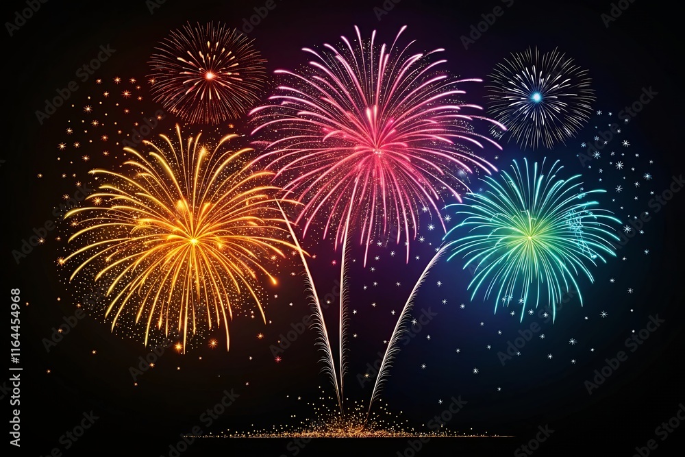 fireworks in the night sky with bokeh background. New Year celebration, Abstract holiday background fireworks in the night sky with bokeh background. New Year celebration, Abstract holiday background