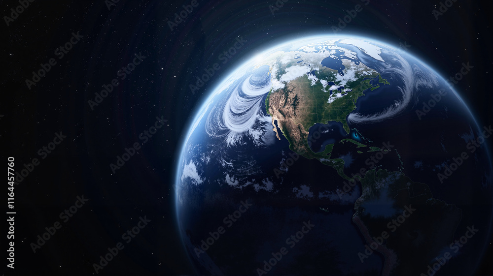 Fototapeta premium Stunning view of earth from space highlighting north america's coastline at night