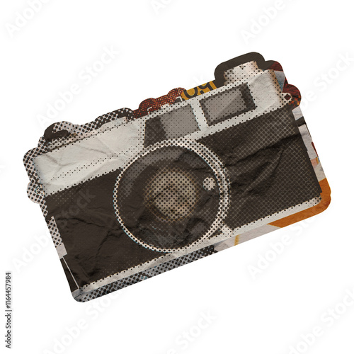 Template Retro Camera Collage Art Design Element