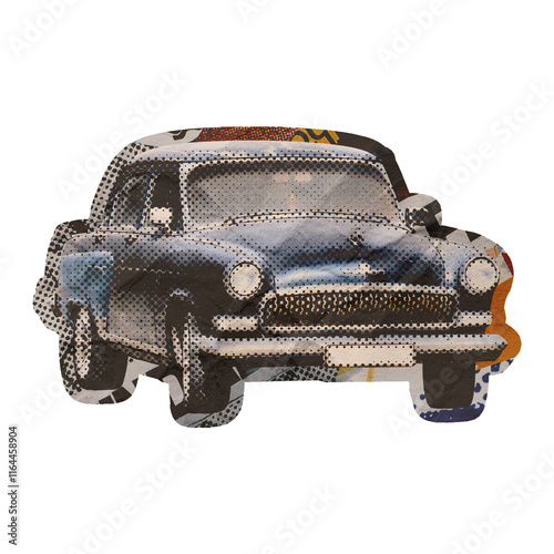 Template Classic Car Collage Art Design Element