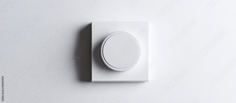 Minimalist white plastic light switch on a plain wall emphasizing modern interior design simplicity and functional decor. Minimalist white plastic light switch on a plain wall emphasizing modern interior design simplicity and functional decor.