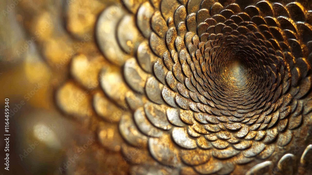 Obraz premium golden circular texture in macro view for creative backgrounds and designs