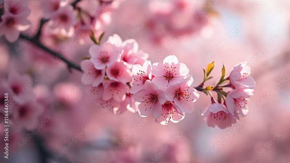Stunning Close-Up of Delicate Pink Cherry Blossoms in Full Bloom, Spring Serenity Stunning Close-Up of Delicate Pink Cherry Blossoms in Full Bloom, Spring Serenity