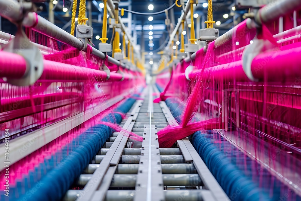 AI-driven predictive analytics in a textile factory, optimizing production schedules and reducing downtime. AI-driven predictive analytics in a textile factory, optimizing production schedules and reducing downtime.