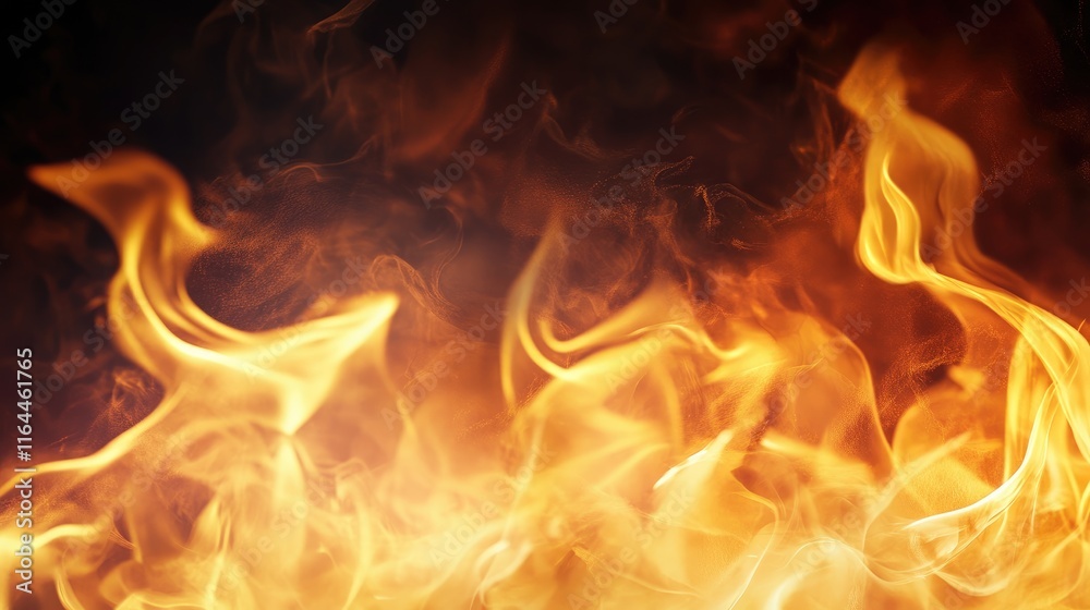 Vibrant yellow flames dancing against a dark background creating an abstract fiery texture for dynamic visuals. Vibrant yellow flames dancing against a dark background creating an abstract fiery texture for dynamic visuals.