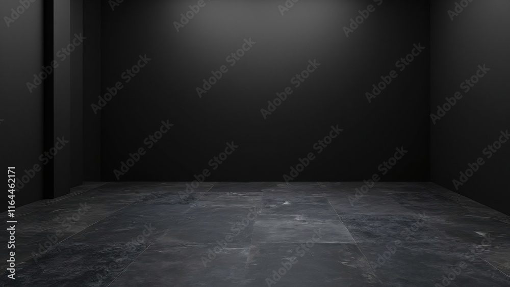 Dark Room Interior, Minimalist Black Room with Stone Floor - Empty Space, Modern Design, Product Display, Background Dark Room Interior, Minimalist Black Room with Stone Floor - Empty Space, Modern Design, Product Display, Background