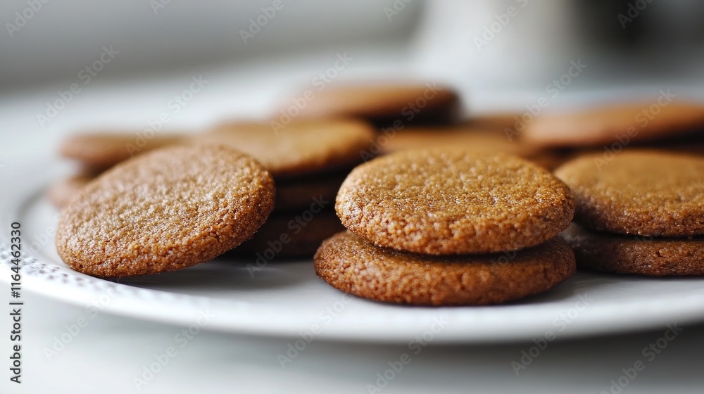 Freshly baked gingerbread cookies arranged on a white plate showcasing their golden-brown texture and delightful aroma for festive celebrations. Freshly baked gingerbread cookies arranged on a white plate showcasing their golden-brown texture and delightful aroma for festive celebrations.