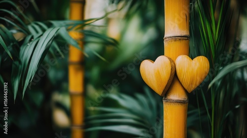 Bamboo Lovers Hearts Decor Romantic Nature Aesthetic for Valentine's Day Celebration photo