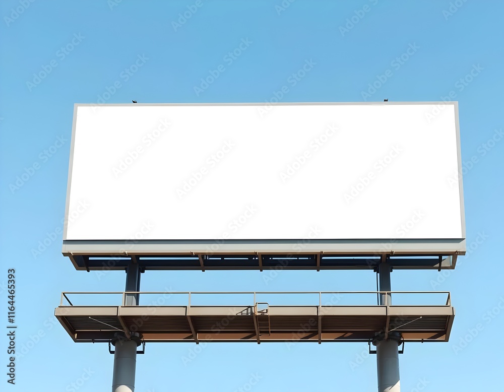 Obraz premium Clear Sky Billboard Mockup with Large White Board and Clean Edges for Custom Marketing