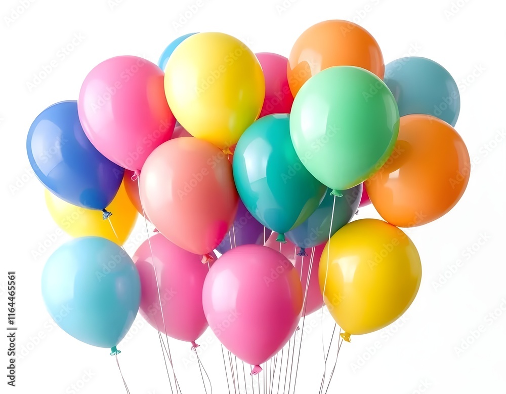 Festive Party Balloons Mockup with Vibrant Glossy Colors Isolated on White Background Festive Party Balloons Mockup with Vibrant Glossy Colors Isolated on White Background