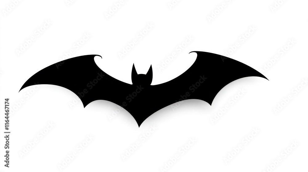 A minimalistic black silhouette of a bat against a white background, perfect for Halloween-themed designs, spooky graphics, or illustrative projects related to nature and wildlife, A minimalistic black silhouette of a bat against a white background, perfect for Halloween-themed designs, spooky graphics, or illustrative projects related to nature and wildlife,