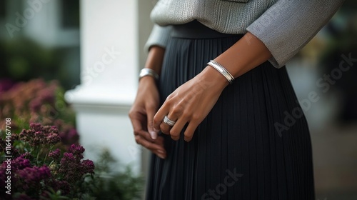 Confident woman in white attire poses with arms crossed in a bright interior ...
