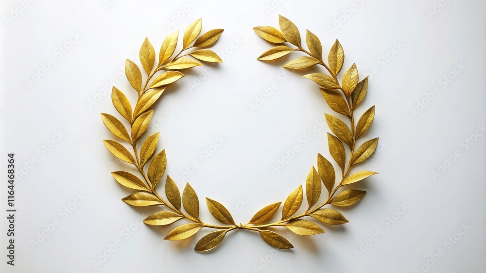 Golden Laurel Wreath on White Background Elegant Symbol of Victory and Achievement Golden Laurel Wreath on White Background Elegant Symbol of Victory and Achievement