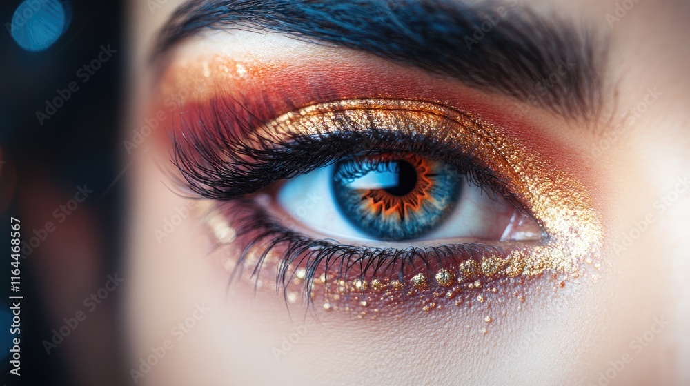 Stunning close-up of a female eye showcasing vibrant colors airbrushed skin and artistic makeup elements for beauty and skincare themes Stunning close-up of a female eye showcasing vibrant colors airbrushed skin and artistic makeup elements for beauty and skincare themes