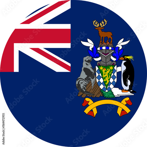 South Georgia and the South Sandwich Islands Circle Flag, Circle Flag of South Georgia and the South Sandwich Islands, Vector Images