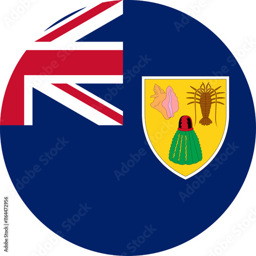 Turks and Caicos Islands Circle Flag, Circle Flag of the Turks and Caicos Islands, Vector Images