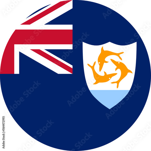 Anguilla Circle Flag, Circle Flag of Anguilla, Vector Images