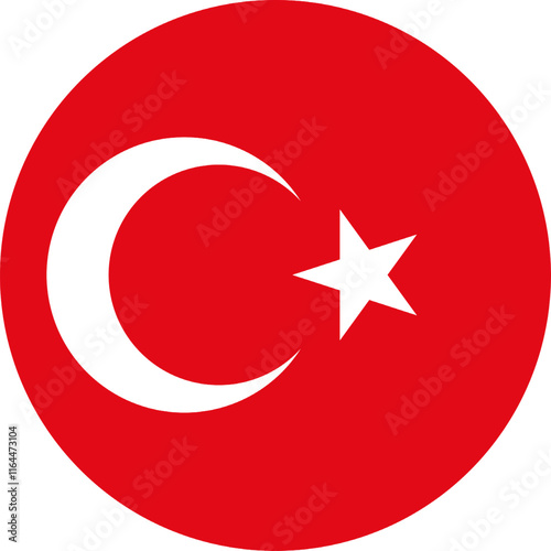 Turkey Circle Flag, Circle Flag of Turkey, Vector Images
