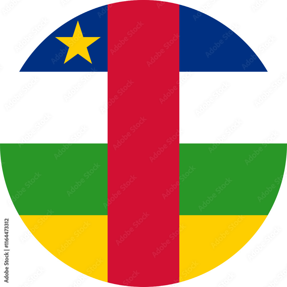 Central African Republic Circle Flag, Circle Flag of the Central African Republic, Vector Images Central African Republic Circle Flag, Circle Flag of the Central African Republic, Vector Images