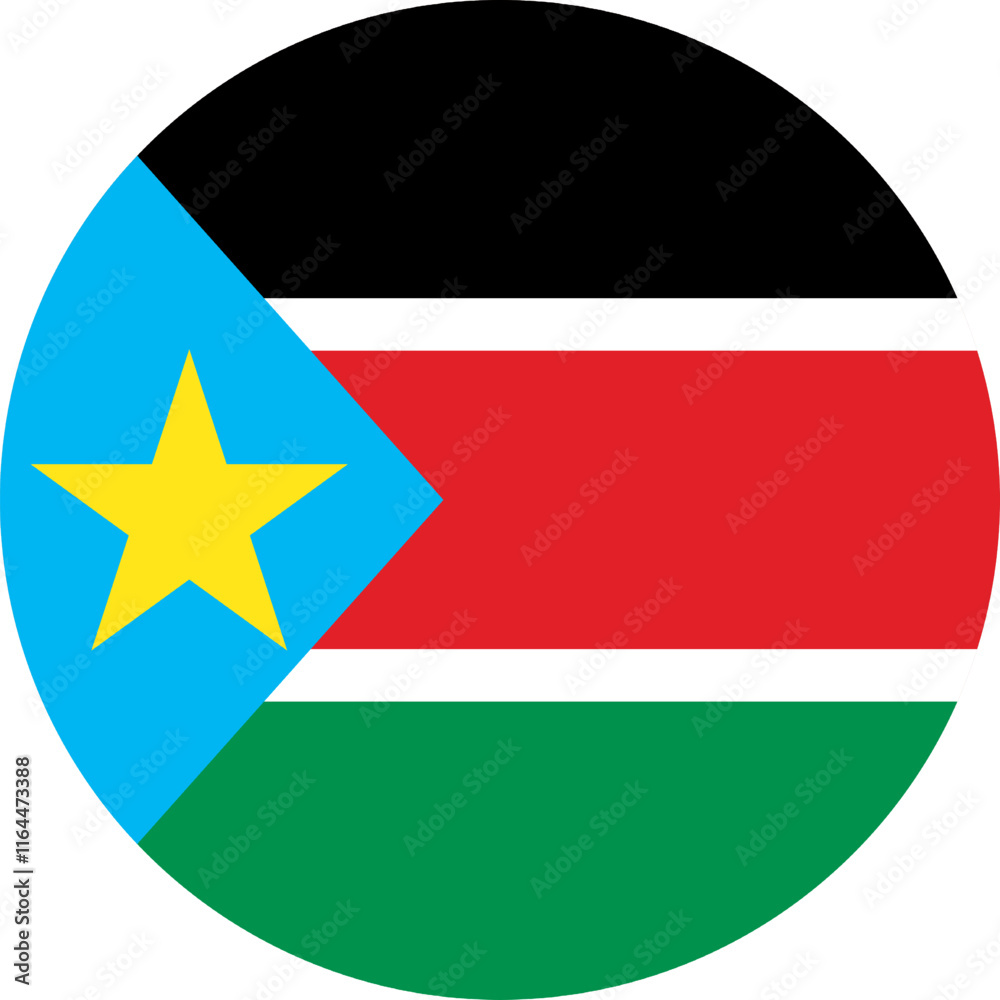 South Sudan Circle Flag, Circle Flag of South Sudan, Vector Images South Sudan Circle Flag, Circle Flag of South Sudan, Vector Images