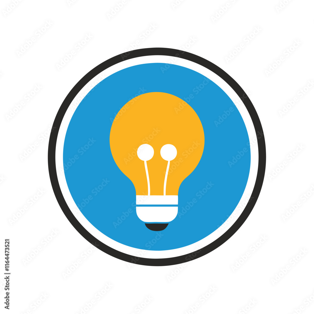 Eld Bulb in Circle Vector Art - Flat Minimalist Icon Design Eld Bulb in Circle Vector Art - Flat Minimalist Icon Design