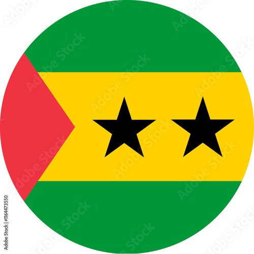 São Tomé and Príncipe Circle Flag, Circle Flag of Sao Tome and Principe, Vector Images