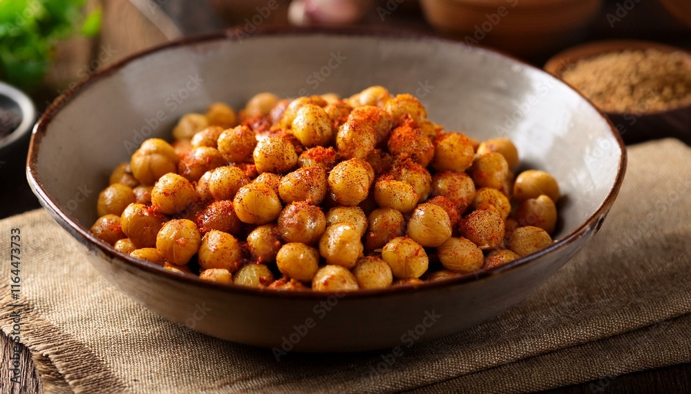 spicy roasted chickpeas against a rustic backdrop spicy roasted chickpeas against a rustic backdrop