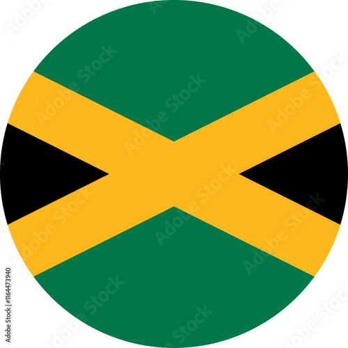Jamaica Circle Flag, Circle Flag of Jamaica, Vector Images