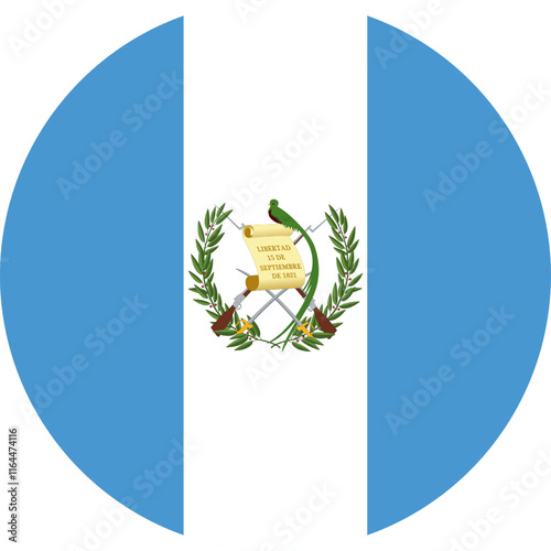 Guatemala Circle Flag, Circle Flag of Guatemala, Vector Images