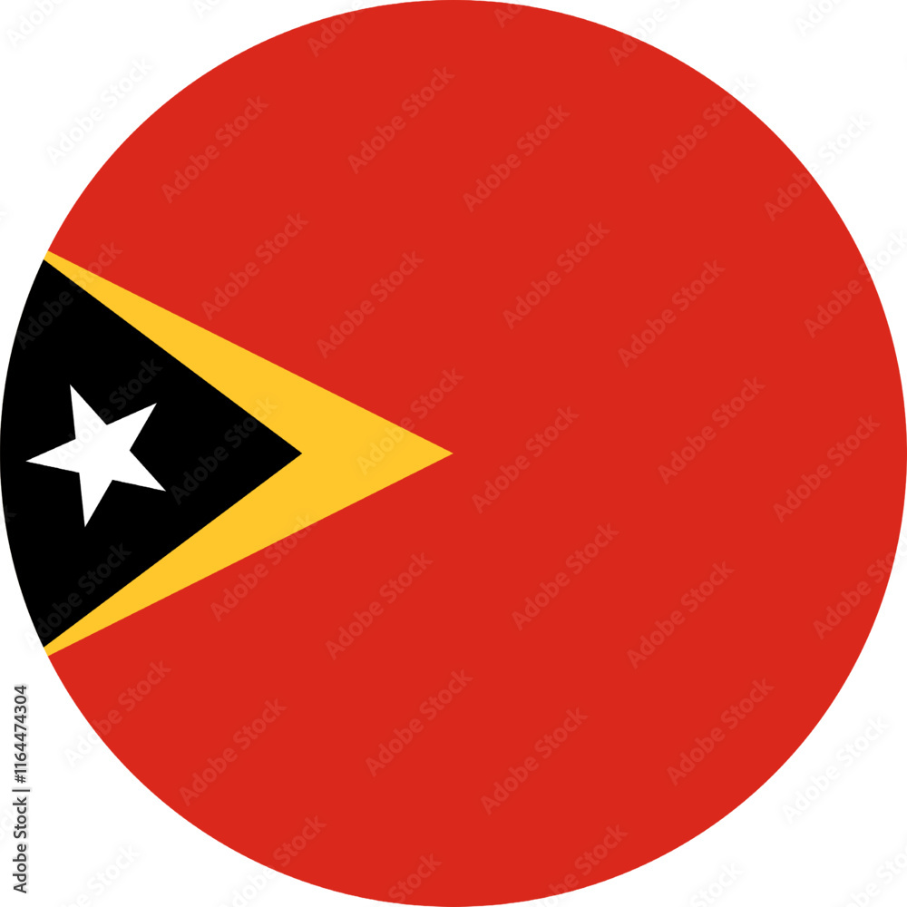 East Timor Circle Flag, Circle Flag of Timor-Leste, Vector Images East Timor Circle Flag, Circle Flag of Timor-Leste, Vector Images